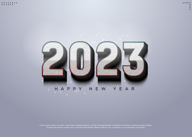 bonne année 2023 avec de belles pépites de papier blanc.