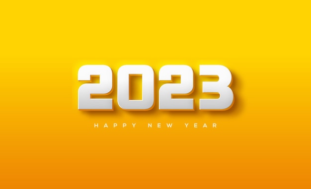 Bonne Année 2023 En Blanc Sur Fond Jaune