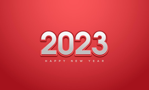 Vecteur bonne année 2023 en blanc sur fond rouge