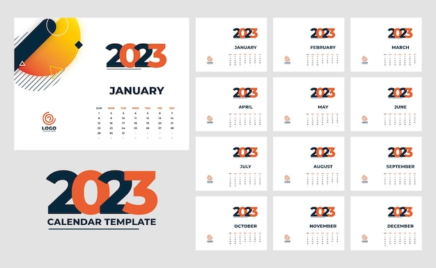 Vecteur bonne année 2023 calendrier