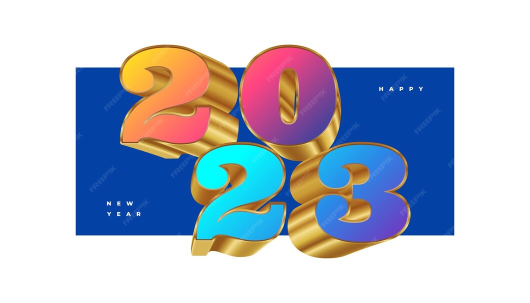 Bonne Année 2023 Avec Des Chiffres 3d Colorés Et Dorés Conception De