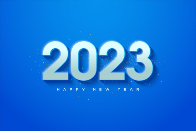 Bonne année 2023 avec des chiffres métalliques argentés sur fond bleu