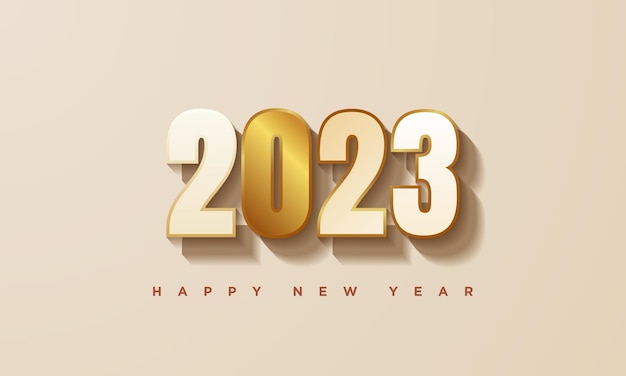 bonne année 2023 avec des chiffres métalliques dorés et blancs