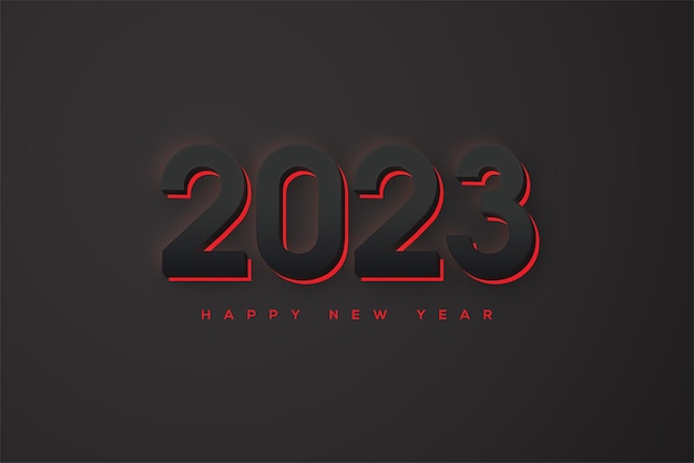 Bonne année 2023 avec des chiffres noirs rougeoyants