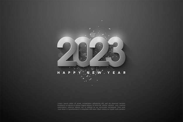 bonne année 2023 avec coloriage noir et blanc