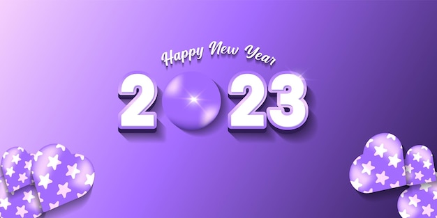 Bonne Année 2023 Conception De Boule Violette Et Illustration Vectorielle Numéro 2023