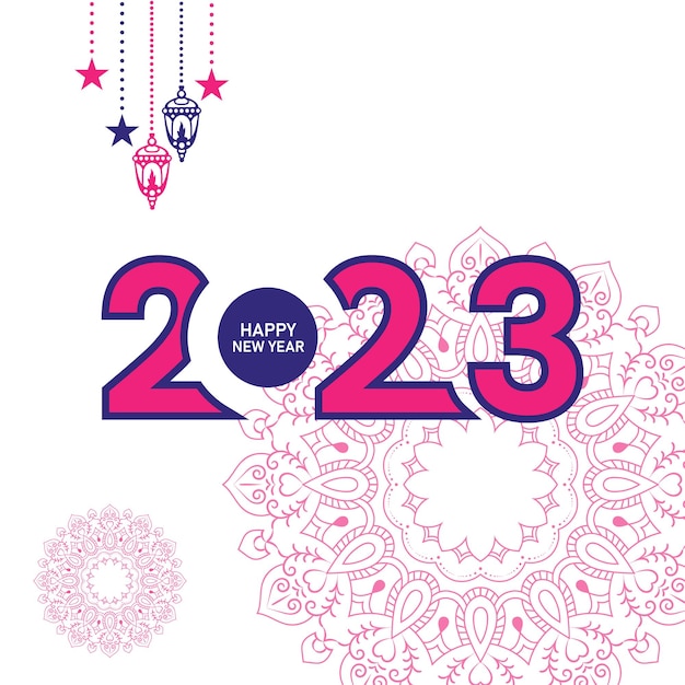 Bonne année 2023 conception de typographie de texte et décoration élégante de Noël 2023