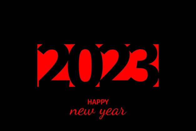 Vecteur bonne année 2023 design avec fond noir et rouge