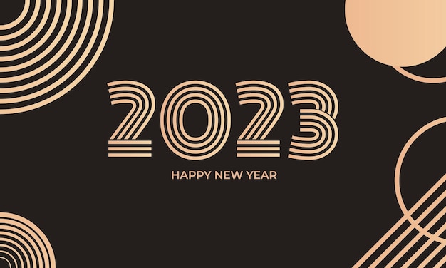 Bonne année 2023 Design de luxe bonne année 2023 avec numéro d'or sur fond d'or Concept pour décor de vacances carte affiche bannière flyer