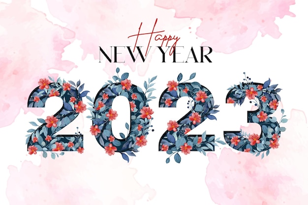 Bonne Année 2023 Fond Aquarelle Florale