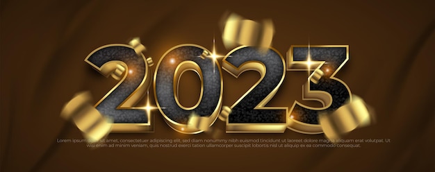 Vecteur bonne année 2023 fond de célébration avec des nombres d'or
