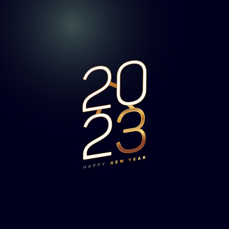 Vecteur bonne année 2023 avec fond sombre doré de luxe