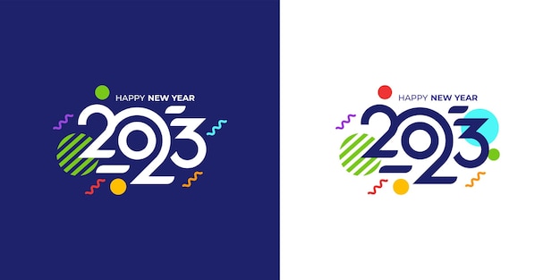 Vecteur bonne année 2023 illustration de conception de logo de bannière, vecteur de nouvel an 2023 créatif et coloré