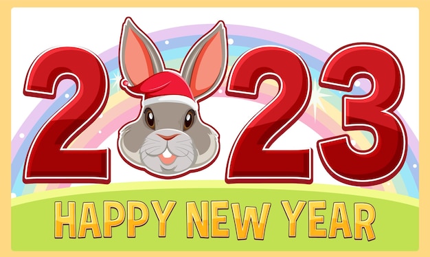 Vecteur bonne année 2023 avec un lapin mignon