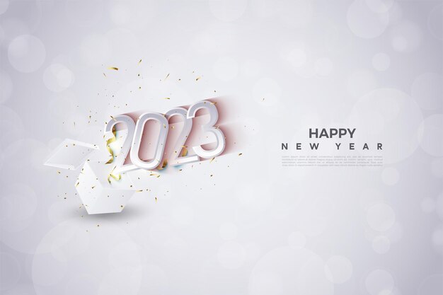 bonne année 2023 avec des nombres 3d irréguliers.