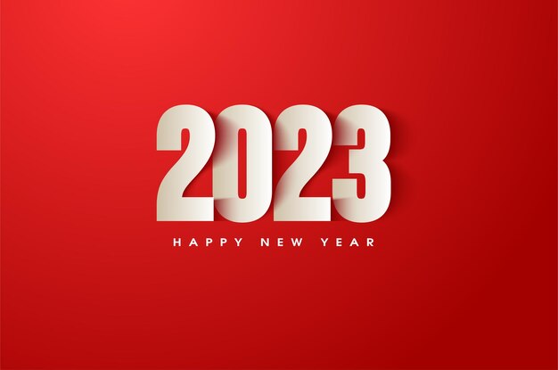 bonne année 2023 avec des nombres plats empilés.