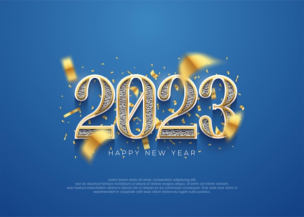 Bonne année 2023 numéro classique de fond avec des paillettes d'or de luxe