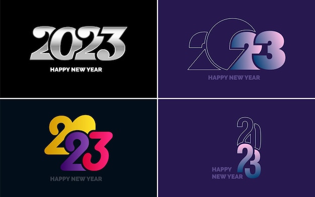 Bonne année 2023 pack de conception de texte pour la bannière de carte de modèle de conception de brochure illustration vectorielle de nouvel an