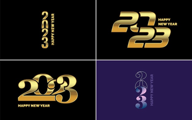 Bonne année 2023 pack de conception de texte pour la bannière de carte de modèle de conception de brochure illustration vectorielle de nouvel an
