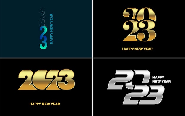 Bonne année 2023 pack de conception de texte pour la bannière de carte de modèle de conception de brochure illustration vectorielle de nouvel an