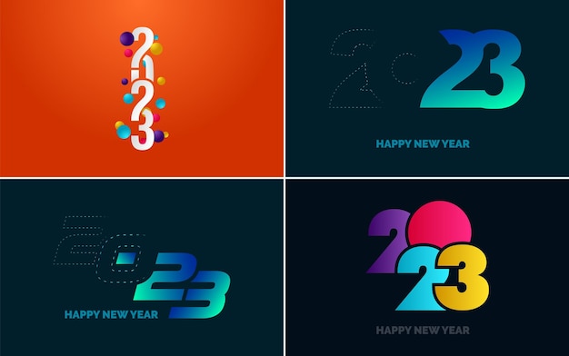 Bonne année 2023 pack de conception de texte pour la bannière de carte de modèle de conception de brochure illustration vectorielle de nouvel an