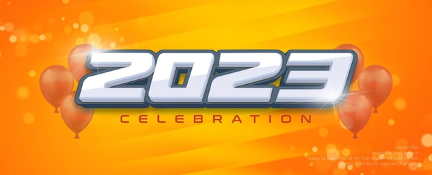 Bonne Année 2023 Avec Style 3d De Texte Modifiable Sur Fond Jaune