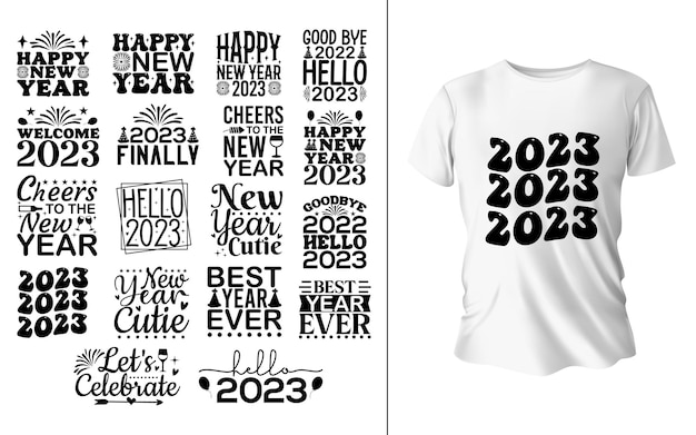 Vecteur bonne année 2023 t-shirt vector designs bundle