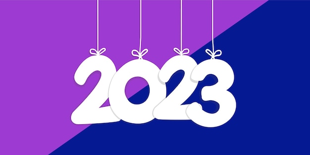 Bonne Année 2023 Typographie Suspendue Sur Fond Blanc.