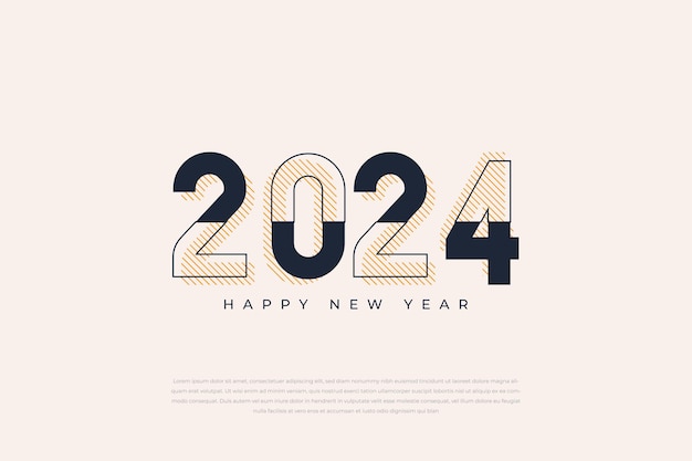 Bonne année 2024 2024 concept de célébration du nouvel an pour la bannière de carte de voeux et le modèle de publication