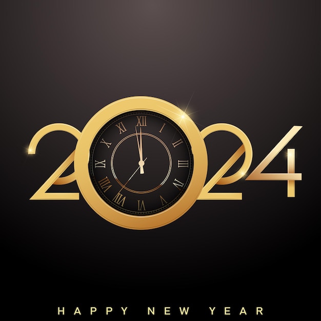 Vecteur bonne année 2024 compte à rebours de l'horloge arrière-plan carte de vœux de fête vector