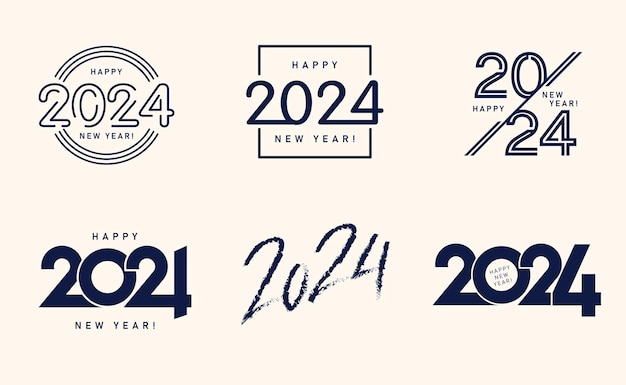 Bonne Année 2024 Design Avec Des Illustrations De Nombres Tronqués Colorés Design Vectoriel Premium Pour