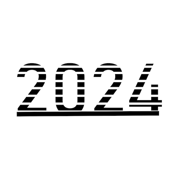 Vecteur bonne année 2024 design avec des illustrations de nombres tronqués colorés design vectoriel premium