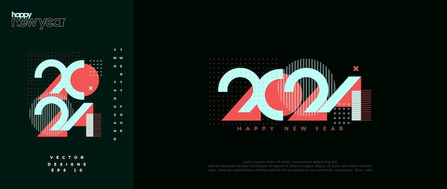 Vecteur bonne année 2024 design avec des numéros uniques modernes affiche de couverture et design d'arrière-plan pour la célébration de la bonne année 2024