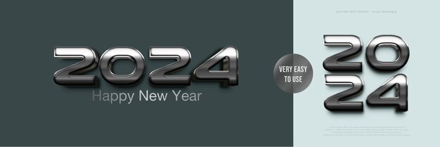 Bonne année 2024 effet de texte avec style de police 3D en gras de luxe