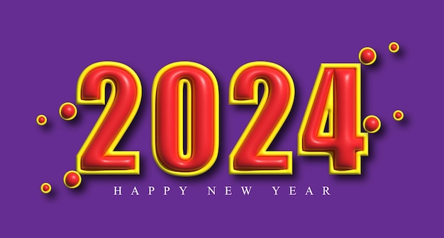 Bonne année 2024 élément de conception de typographie de texte 3D