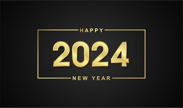 Vecteur bonne année 2024 sur un fond noir