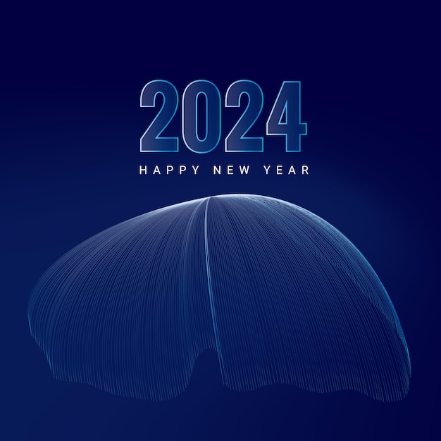 Bonne Année 2024 Illustration Vectorielle De Salut Isolée Sur Un Fond Bleu Avec Gradient