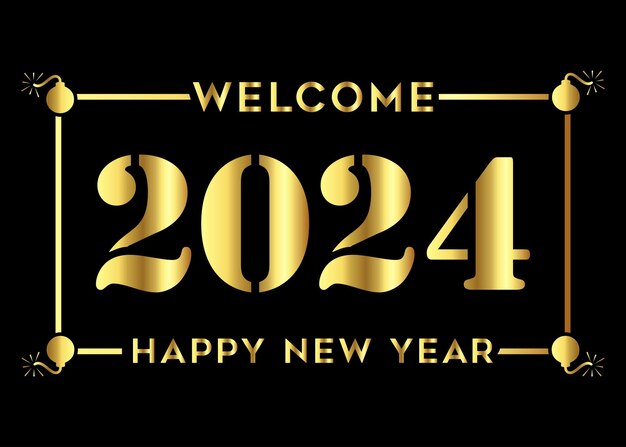 Bonne Année 2024 Avec Modèle De Conception De Couleur Or 3d 2024 Célébration Du Nouvel An