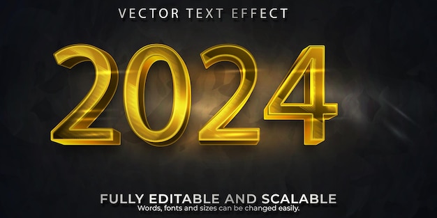 Bonne année 2024 modèle de conception d'effet de texte 3D
