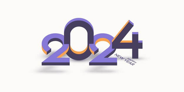 Vecteur bonne année 2024 avec modèle de conception de numéro 3d