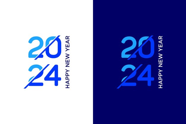 Vecteur bonne année 2024 avec une typographie numérique moderne