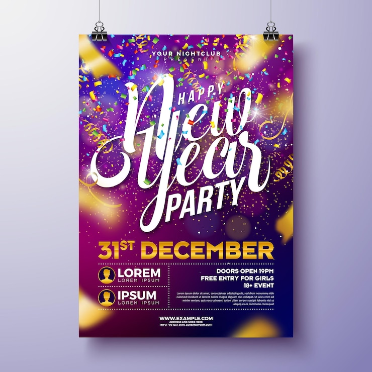 Vecteur bonne année 2025 célébration de la fête affiche modèle d'illustration avec lettres de typographie