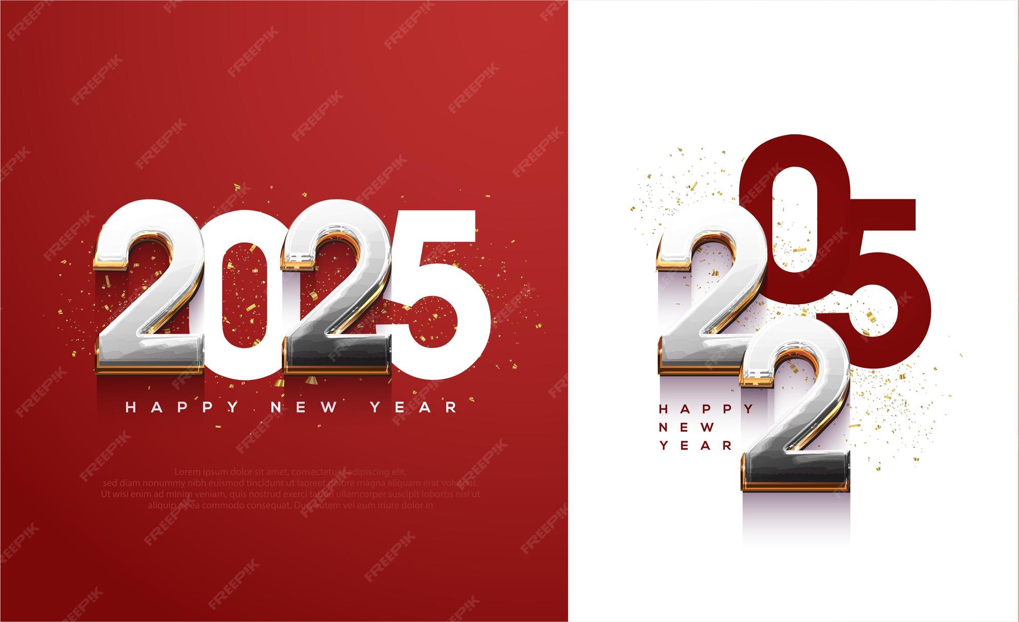 Bonne année 2025 avec une combinaison de chiffres 3D texturés et de