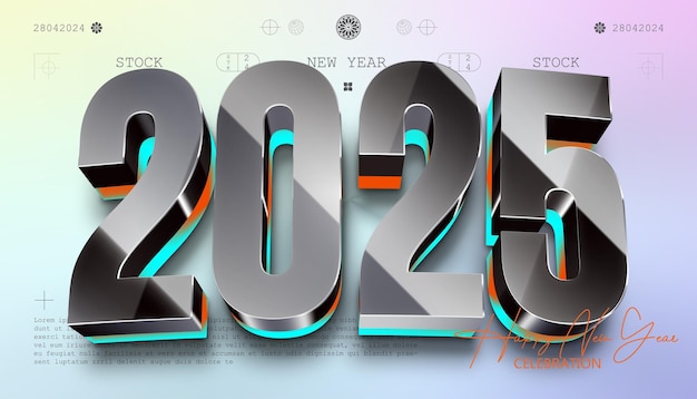 Bonne année 2025 décoration festive réaliste numéro élégant pour célébrer la fête 2025