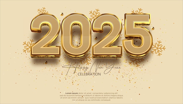 Bonne année 2025 festive réaliste numéro d'or élégant pour célébrer la fête 2025