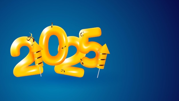 Vecteur bonne année 2025 avec une illustration vectorielle de style 3d