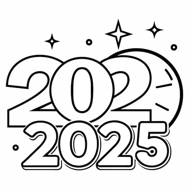 Vecteur bonne année 2025 avec un numéro sur le concept de mur d'art
