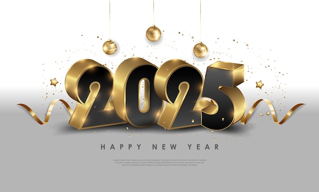Bonne année 2025 Set de conception avec des chiffres 3D et un toucher de couleur élégant Design vectoriel premium pour un