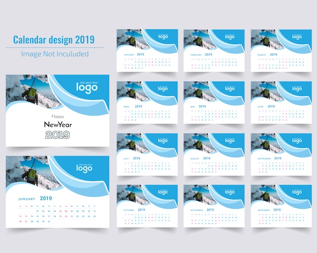 Bonne année calendrier de bureau abstrait 2019