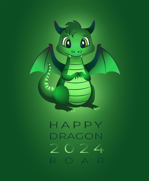 Vecteur bonne année chinoise 2024 du dragon carte postale vectorielle avec un dragon mignon